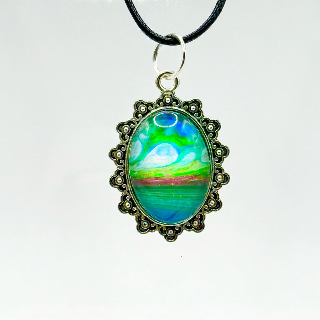 Artisan Green And Blue Pendant Necklace